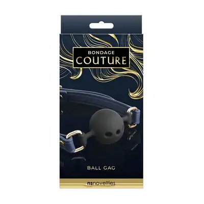 NS Novelties - Seria Bondage Couture. Ball Gag. Luksusowy, piękny. Złoty z niebieskim wykończeniem.