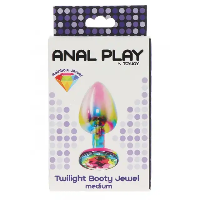 Anal Play - Twilight Booty Jewel. Tęczowy mieniący się plug z kryształkiem 8,2 cm