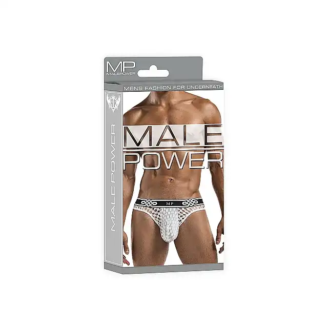 Male Power - Lo Rise Thong  White L/XL. Nowoczesne i seksowne białe męskie slipy 