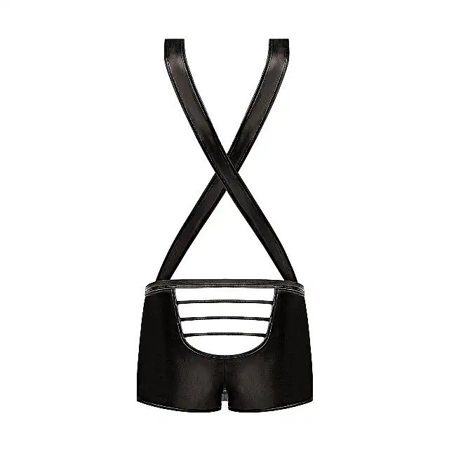 Male Power - Cage Back Singlet L/XL - Szorty na szelkach z paskami podkreślającymi pośladki