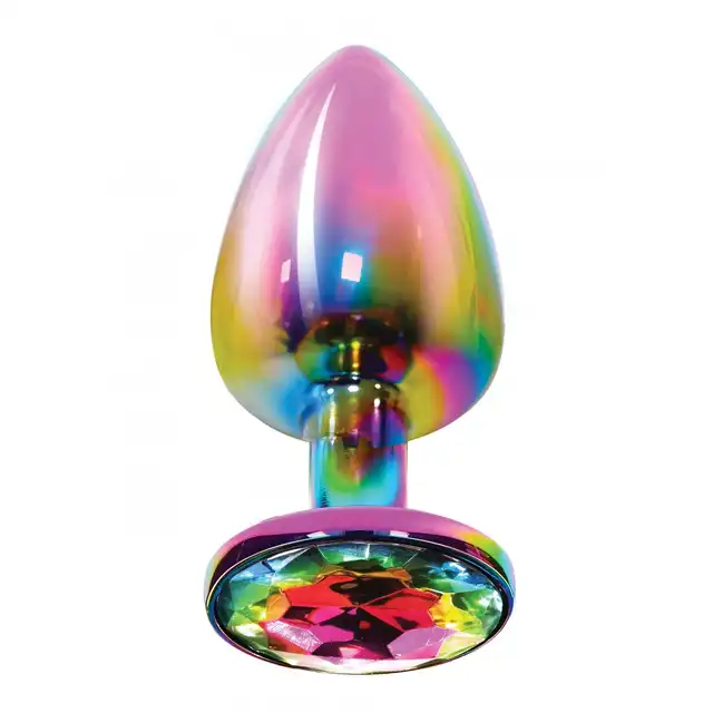 Anal Play - Twilight Booty Jewel L. Tęczowy plug z kryształkiem 9,5 cm 