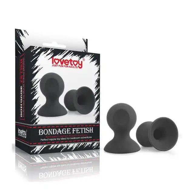 LoveToy - Nipple Suckers Black - silikonowe, czarne pompki do sutków