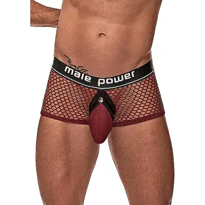 Male Power - Mini Cock Ring Short L - Szorty męskie z ringiem i odpinaną sakiewką na penisa