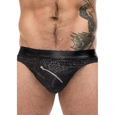 Male Power - Zip Thong S/M - Majtki męskie z suwakiem z przodu i z tyłu 