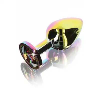 Anal Play - Twilight Booty Jewel. Tęczowy mieniący się plug z kryształkiem 8,2 cm