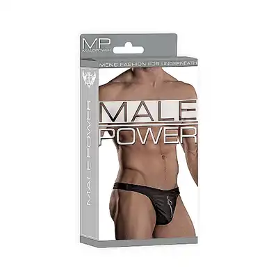 Male Power - Zippper Thong L/XL - Elastyczne stringi w wygodnym zamkiem z przodu - L/XL