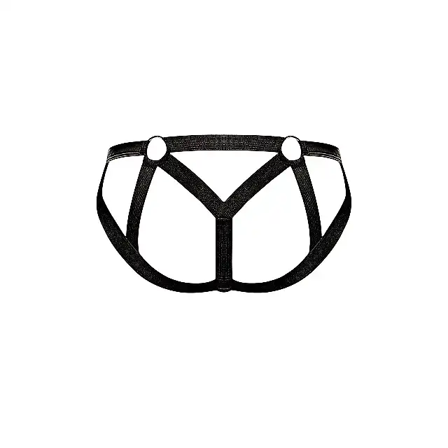 Male Power - Strappy Ring Jock L/XL - Majtki męskie z seksownymi paskami na pośladkach