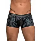 Male Power - Pouch Short L - Pełne szorty z wykończeniem imitującym skórę i intrygującym nadrukiem