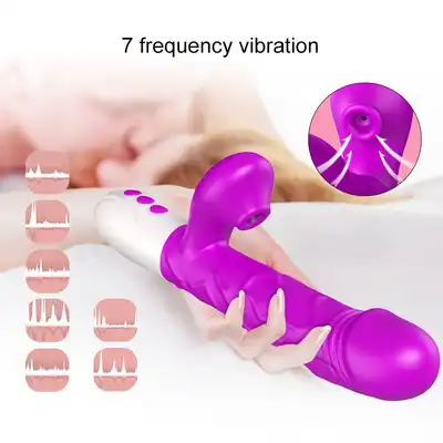 Wibrator-Silicone, Vibration 7, 7 Suction, 3 Thrusting, Heating, Purple