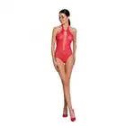 Passion - BS088RED. Bodystocking z otwartym krokiem. Czerwony kolor, rozmiar uniwersalny.