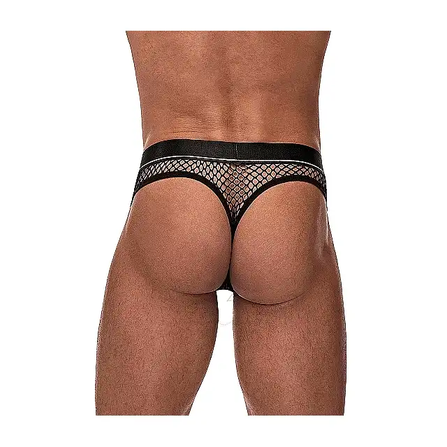 Male Power - Cock Ring Thong PIT  L/XL - Wyjątkowe stringi z elastycznym ringiem i odpinanym woreczkiem na penisa
