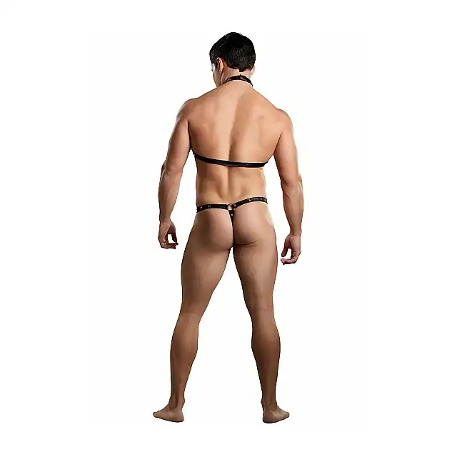 Male Power - Pak-123 L/XL - Tormentor - Jednoczęściowy komplet stringi połączone z obrożą z ozdobnymi ćwiekami