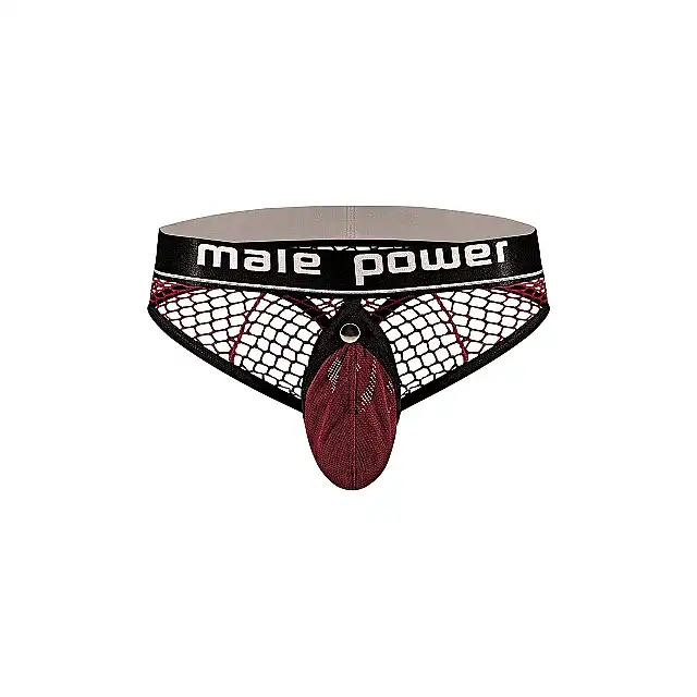 Male Power - Cock Ring Thong L/XL - Wyjątkowe stringi z elastycznym ringiem i odpinanym woreczkiem na penisa