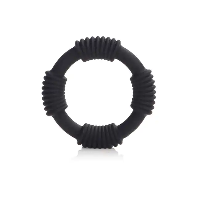 Calexotics - Hercules Silicone Ring Black - ring erekcyjny z wypustkami, podtrzymuje erekcję