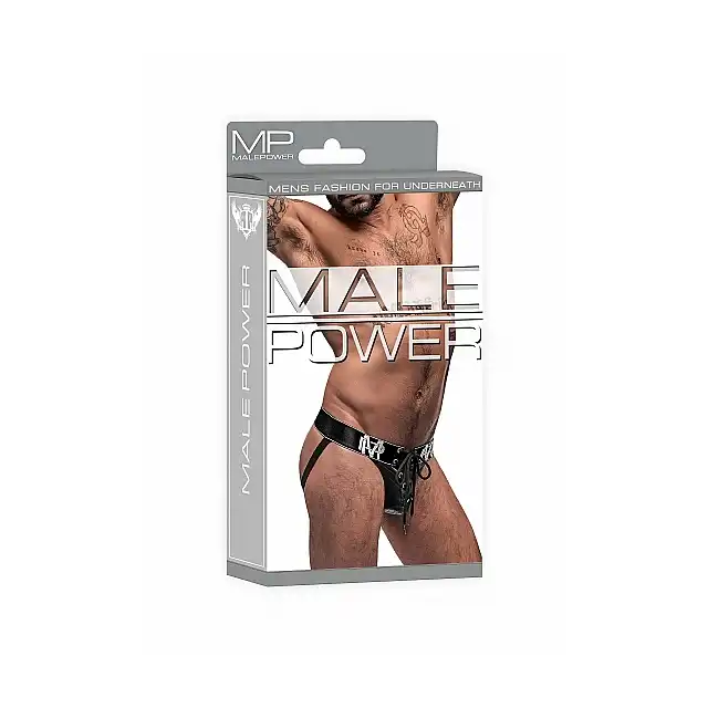 Male Power - Lace Up Jock L/XL. Seksowne męskie slipy z ekspozycją pośladków. 