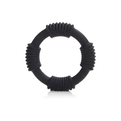Calexotics - Hercules Silicone Ring Black - ring erekcyjny z wypustkami, podtrzymuje erekcję