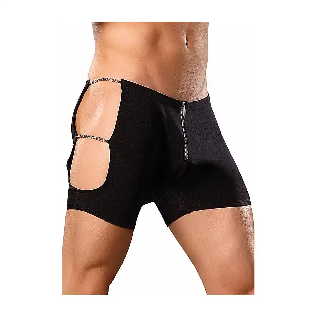 Male Power - Rpugh Rider L/XL Zestaw - Rough Rider - szorty z suwakiem i łańcuszkami po bokach + rękawiczki z łańcuchem