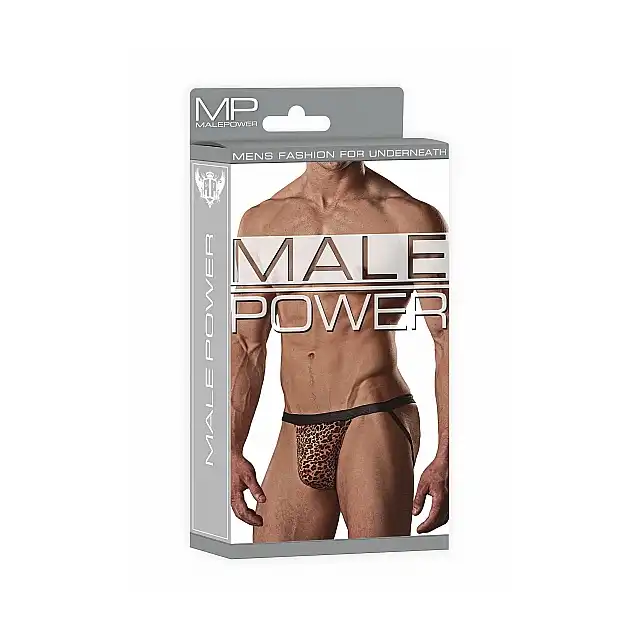 Male Power - Sport Jock Animal L/XL - Drapieżnik lub zdobycz? - Stringi męskie z nadrukiem w panterkę