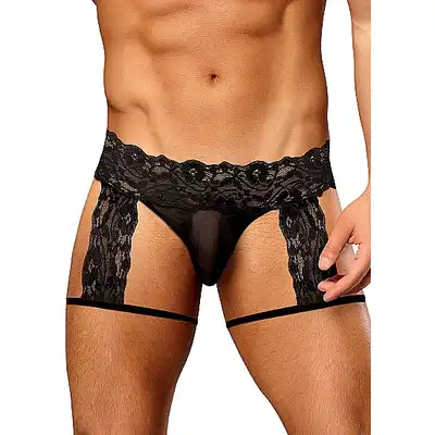 Male Power - Scandal Lacce G-string Garter L/XL. Majtki męskie z seksowną koronką