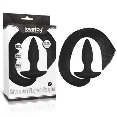 LoveToy - Anal Plug with Pony Tail Black - korek analny z czarnym ogonkiem