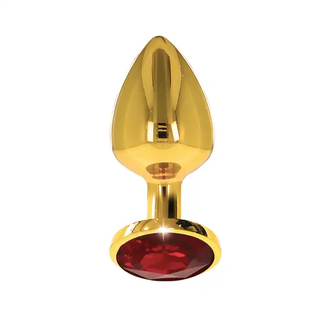 Taboom - Butt Plug With Diamond Jewel L - niezwykle elegancki złoty korek analny z czerwonym kryształem