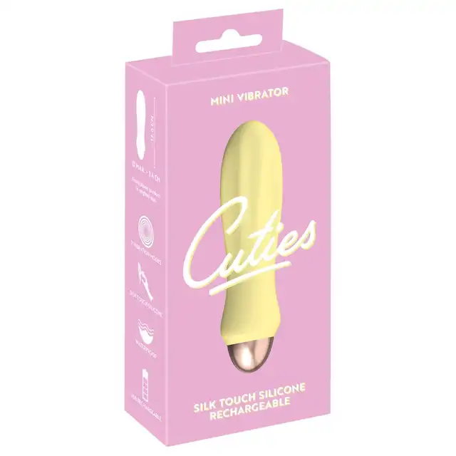 Cuties - 2.0 Mini Vibrator Yellow - mini wibrator w żółtym kolorze, unikatowy kształt, 7 funkcji wibracji