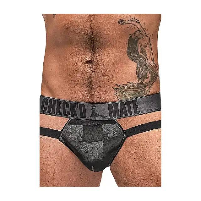 Male Power - Cutout Jock L/XL - Majtki męskie w szachownice odsłaniające pośladki