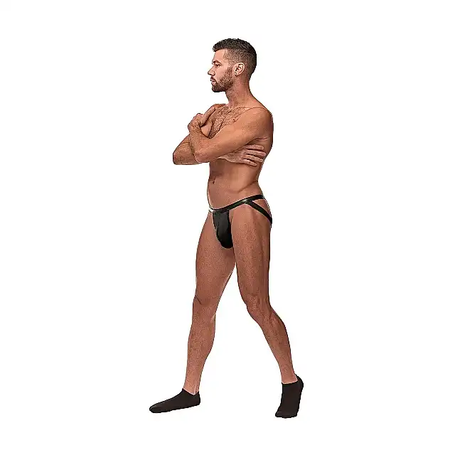 Male Power - Strappy Ring Jock L/XL - Majtki męskie z seksownymi paskami na pośladkach