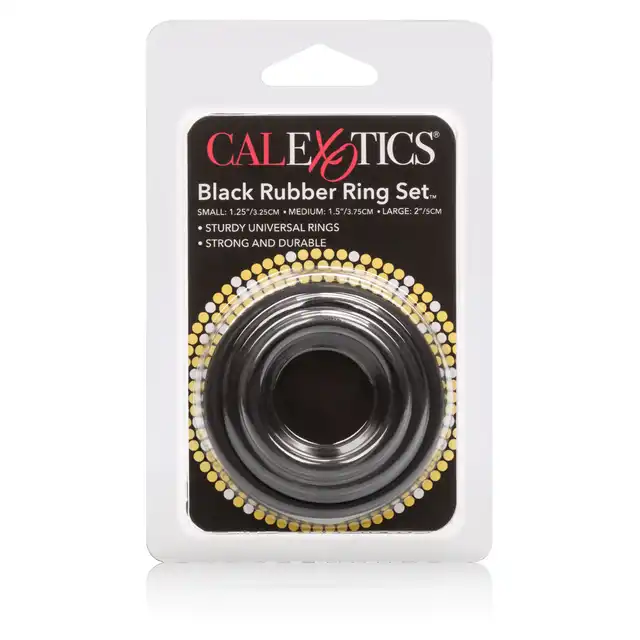 Calexotics - Rubber Ring - 3 Piece Set Black - zestaw 3 silikonowych ringów, elastyczne