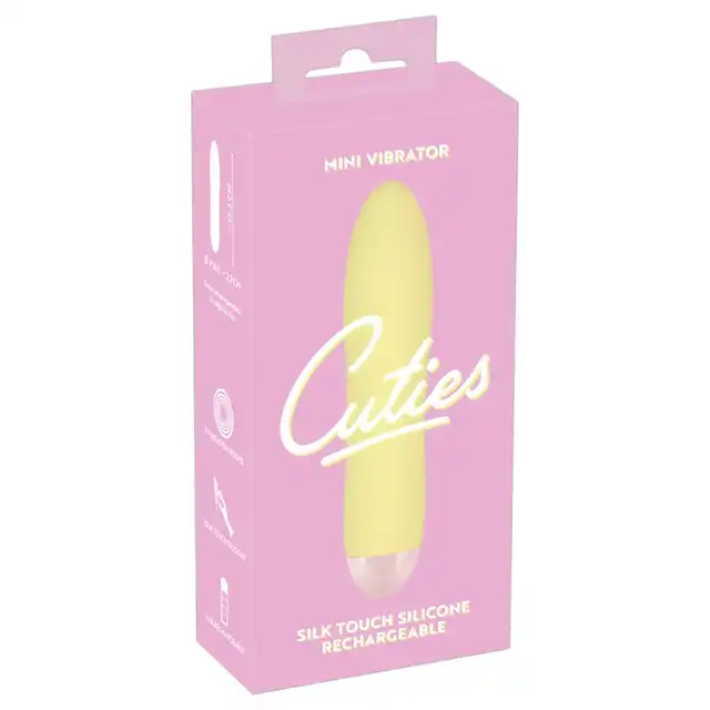 Cuties - Mini Vibrator Yellow - kieszonkowy, smukły wibrator w cytrynowym kolorze, 7 funkcji wibracji