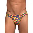 Male Power - Bong Thong  L/XL Rainbow - Elastyczne stringi w kolorową jodełkę