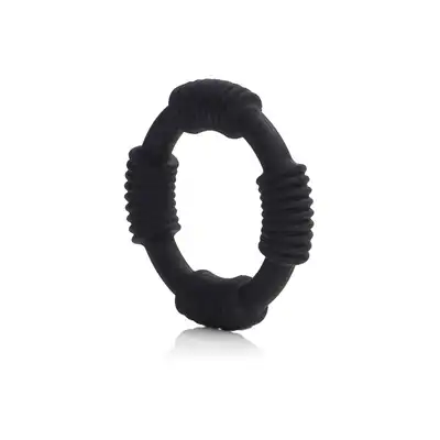 Calexotics - Hercules Silicone Ring Black - ring erekcyjny z wypustkami, podtrzymuje erekcję