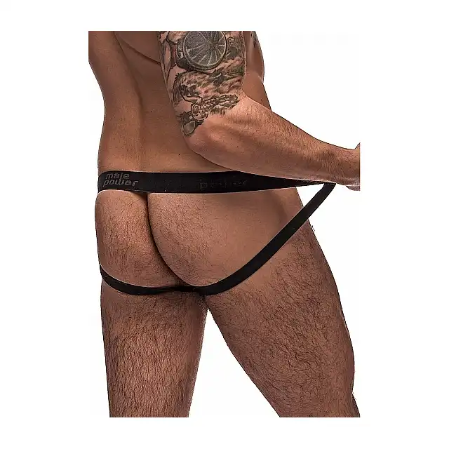 Male Power - Grip &amp; RIP  L/XL - Stringi męskie z wygodnym odpięciem na rzep i odkrytymi pośladkami