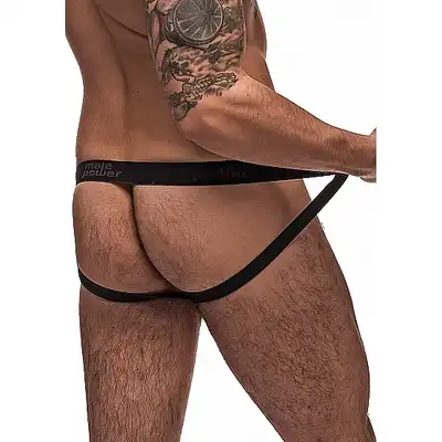 Male Power - Grip &amp; RIP  L/XL - Stringi męskie z wygodnym odpięciem na rzep i odkrytymi pośladkami