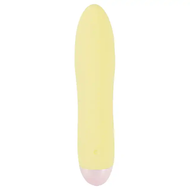 Cuties - Mini Vibrator Yellow - kieszonkowy, smukły wibrator w cytrynowym kolorze, 7 funkcji wibracji