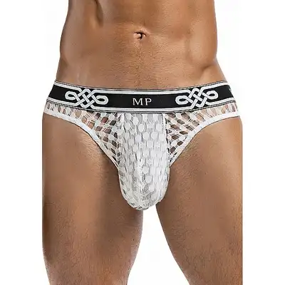 Male Power - Lo Rise Thong  White L/XL. Nowoczesne i seksowne białe męskie slipy 
