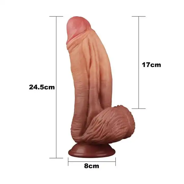 LoveToy - 10` Nature cock As Pie - unikatowe dildo z przyssawką, podwójny silikon