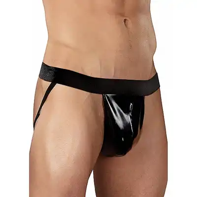 Male Power - Liquid Onyx Jock L/XL - Majtki męskie eksponujące pośladki