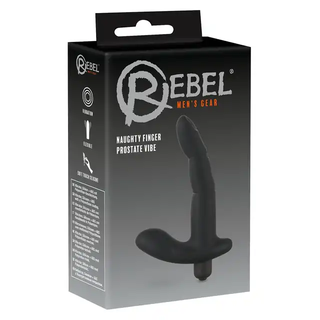 Rebel - Naughty Finger Prostate Vibe. Stymulator prostaty z wibratorem. Silikonowy. 14cm Unisex.