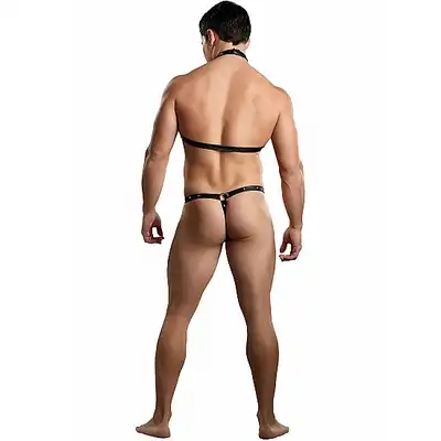 Male Power - Pak-123 L/XL - Tormentor - Jednoczęściowy komplet stringi połączone z obrożą z ozdobnymi ćwiekami