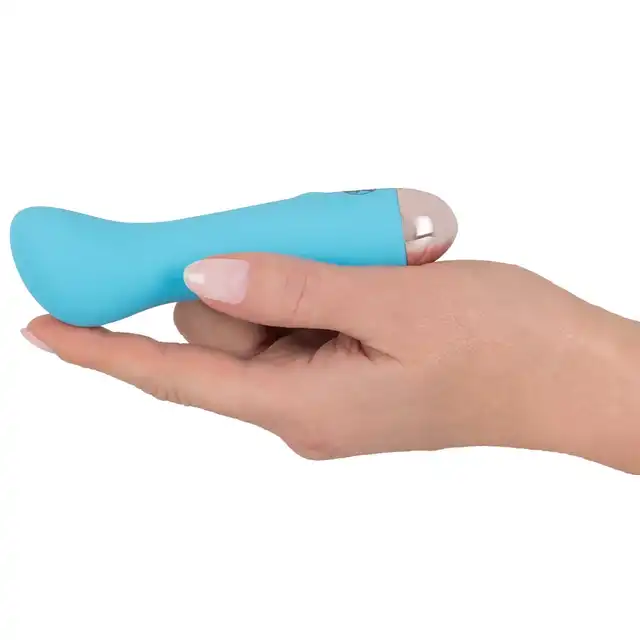 Cuties - Mini Vibrator Blue - kieszonkowy, unikatowy wibrator w kolorze błękitnym, 7 funkcji wibracji