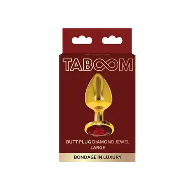 Taboom - Butt Plug With Diamond Jewel L - niezwykle elegancki złoty korek analny z czerwonym kryształem