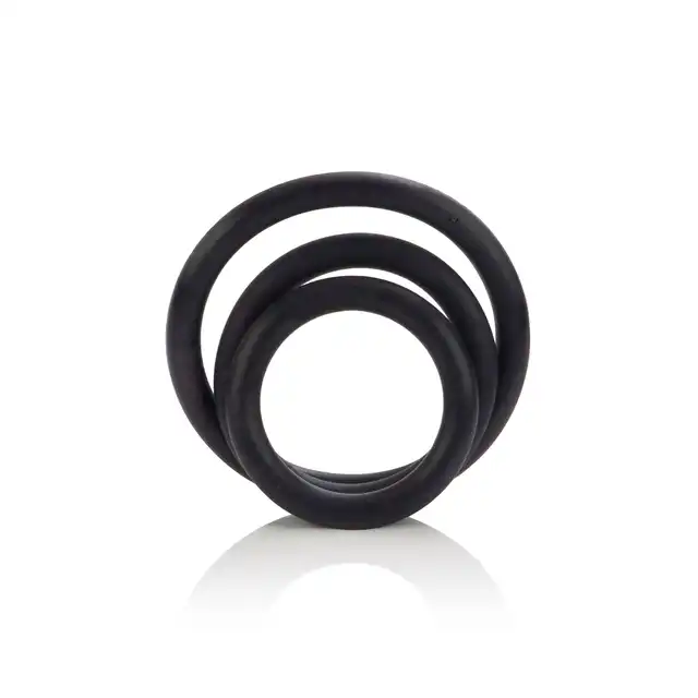 Calexotics - Rubber Ring - 3 Piece Set Black - zestaw 3 silikonowych ringów, elastyczne