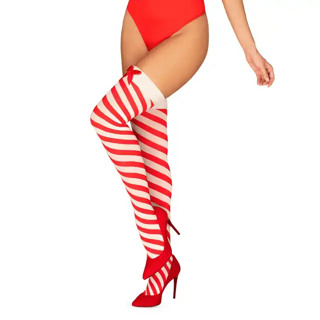 Obsessive -Kissmas pończochy L/XL - fikuśny dodatek do stroju Kissmas