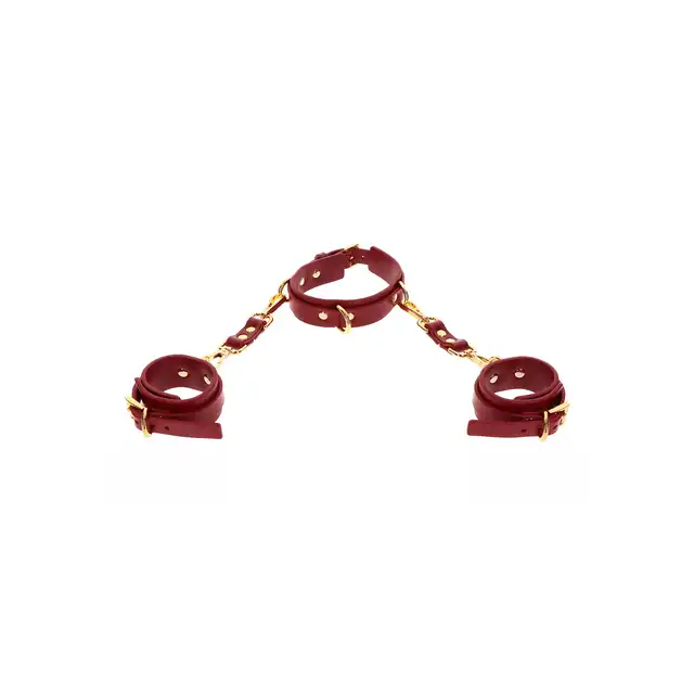 Taboom - D-Ring Collar and Wrist Cuffs - luksusowa obroża z kajdankami wykonana ze skóry