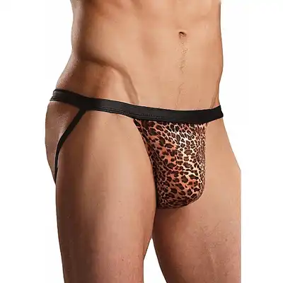 Male Power - Sport Jock Animal L/XL - Drapieżnik lub zdobycz? - Stringi męskie z nadrukiem w panterkę