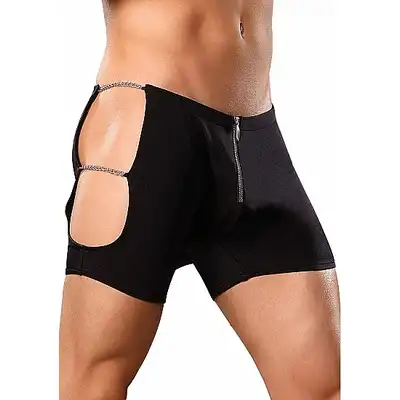 Male Power - Rpugh Rider L/XL Zestaw - Rough Rider - szorty z suwakiem i łańcuszkami po bokach + rękawiczki z łańcuchem