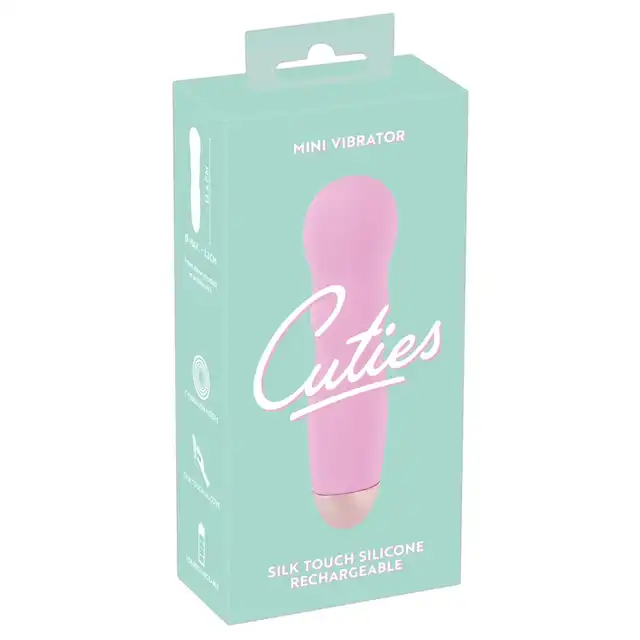Cuties - Mini Vibrator Pink - kieszonkowy wibrator w jasnoróżowym kolorze, nieregularny kształt, 7 funkcji wibracji
