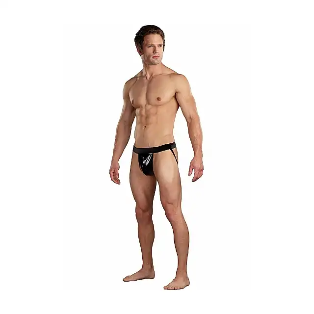 Male Power - Liquid Onyx Jock L/XL - Majtki męskie eksponujące pośladki