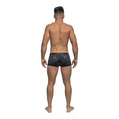 Male Power - Pouch Short L - Pełne szorty z wykończeniem imitującym skórę i intrygującym nadrukiem